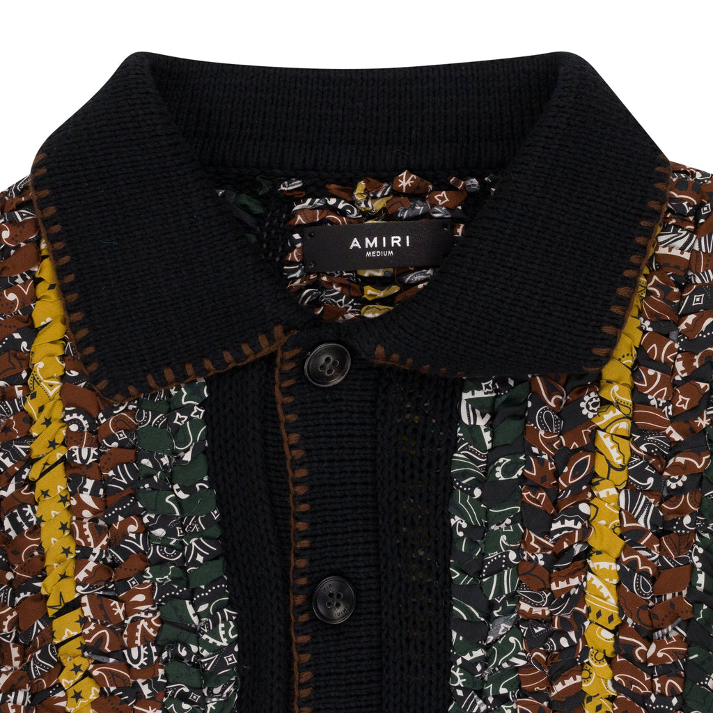 BLACK BRAIDED BANDANA BUTTON-UP SHIRTS