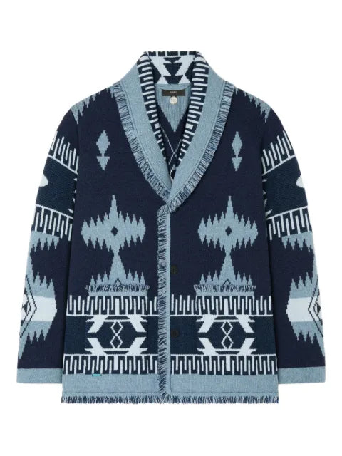 Alanui Icon jacquard fringed cardigan
