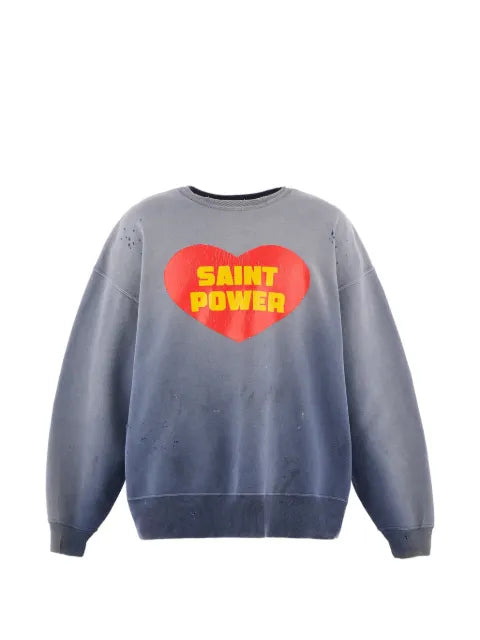 SAINT MXXXXXX distressed-effect heart-print sweatshirt