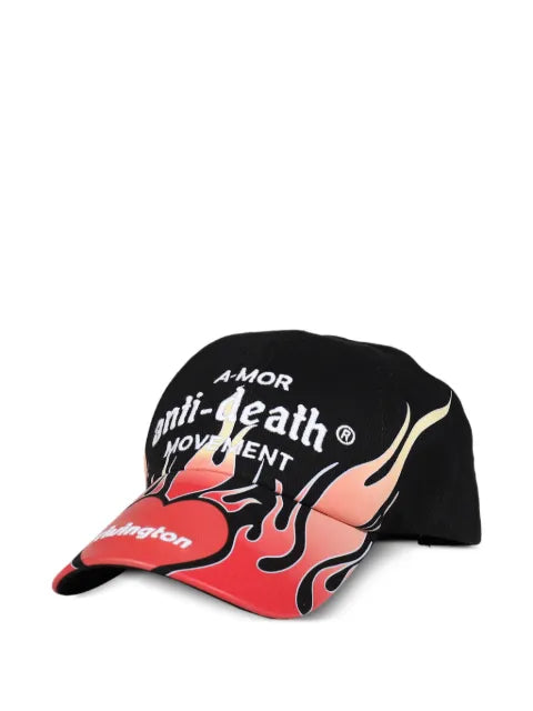 RRR123 Anti Death flame-print baseball cap