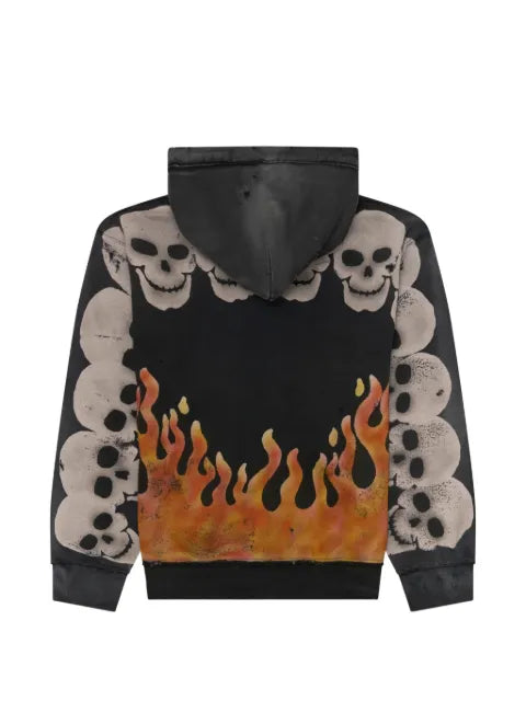 SATOSHI NAKAMOTO skull-print flame-print hoodie