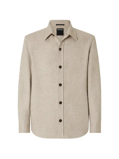 Zegna light beige cashmere and silk overshirt