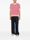 Casablanca checkerboard-knit logo-patch sweater