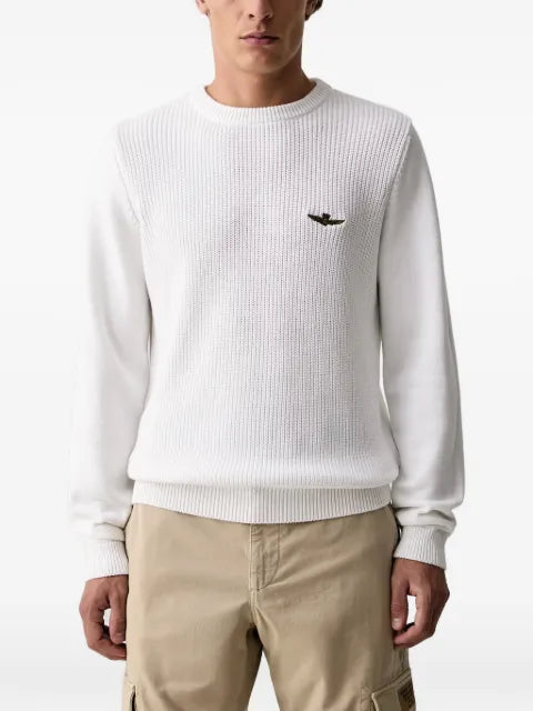 Aeronautica Militare logo-embroidered ribbed-knit sweater