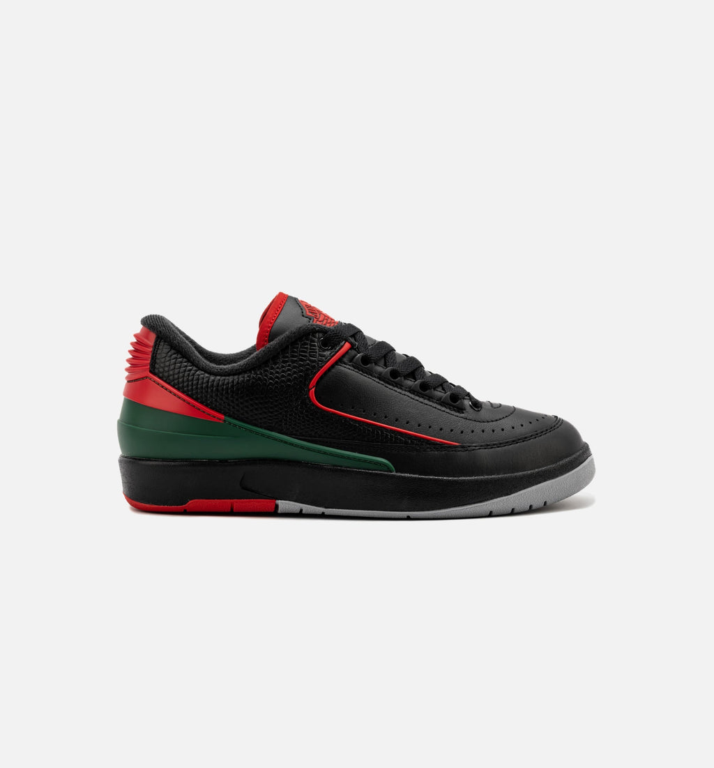Air Jordan 2 Retro Low Grade School Lifestyle Shoe - Black/Fire Red/Cement Grey