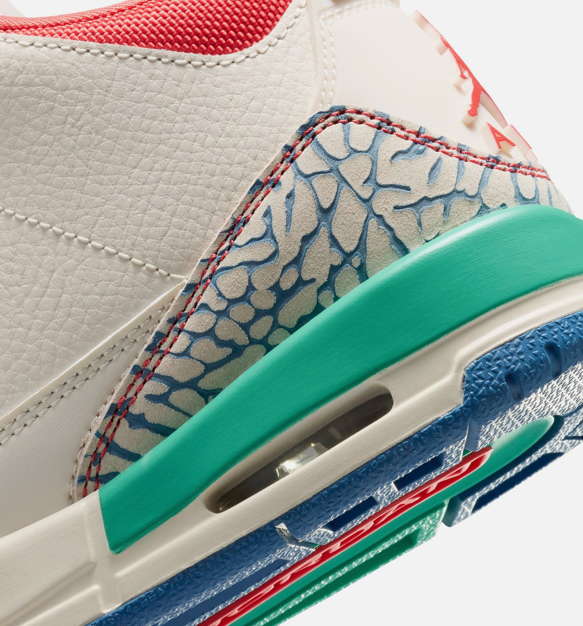 Air Jordan 3 Retro Play Your Way Grade School Shoes - Chalk Track Red True Blue Kinetic Green