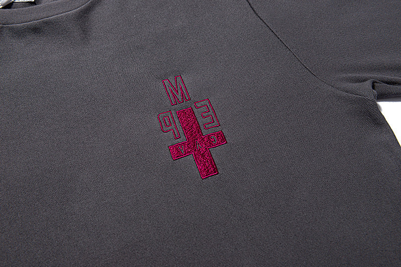 Cav Empt Wax-Dyed Letter Embroidered Washed Long Sleeve Crewneck Tee