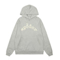 Sp5der Rhinestone Letter Graphic Grey Pullover Hoodie
