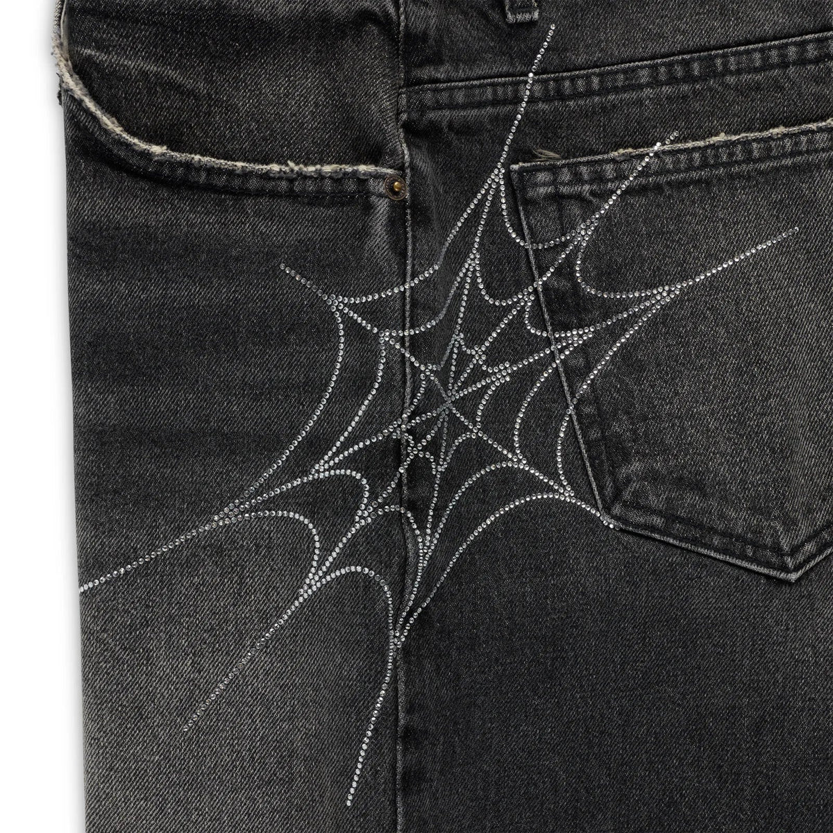 Sp5der SCRIPT WEB DENIM SHORT Black