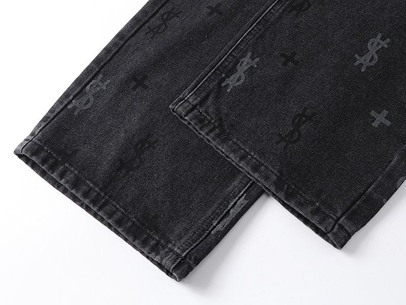 Ksubi Washed Black Straight-Leg Graphic Jeans