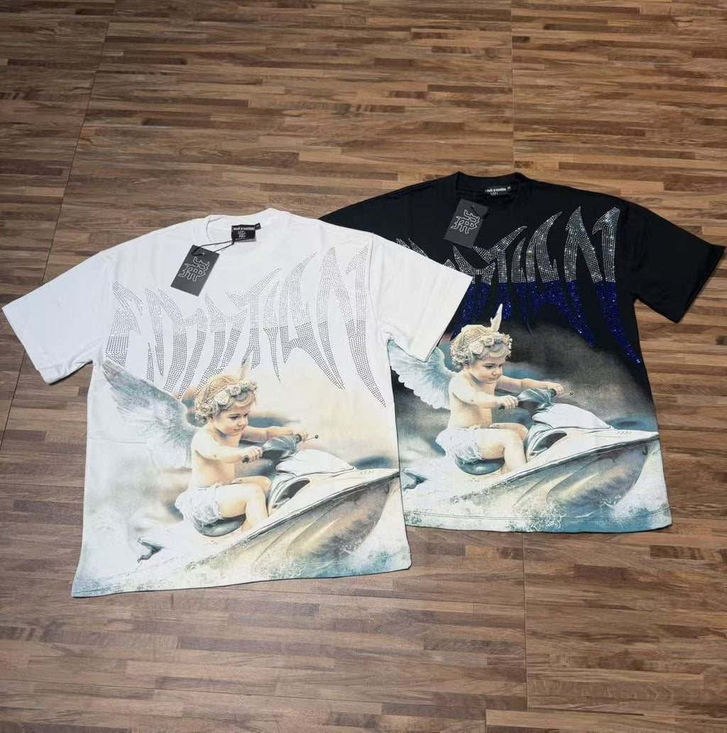 MIXED EMOTION Rhinestone Graphic T-Shirt