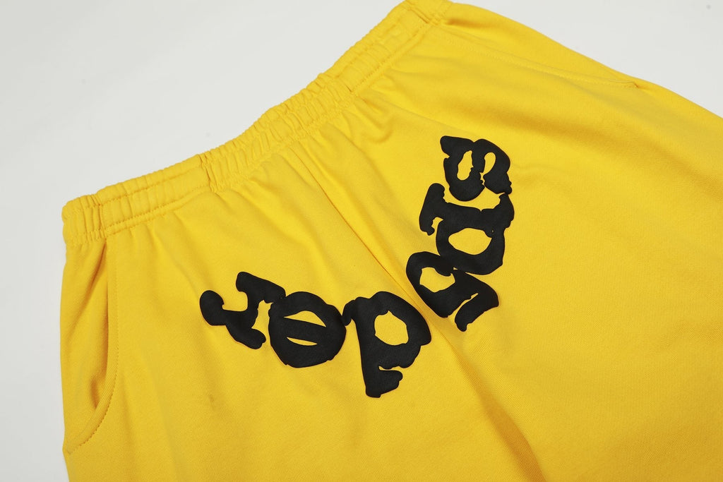 Sp5der Yellow Graphic Hoodie & Sweatpants Matching Set