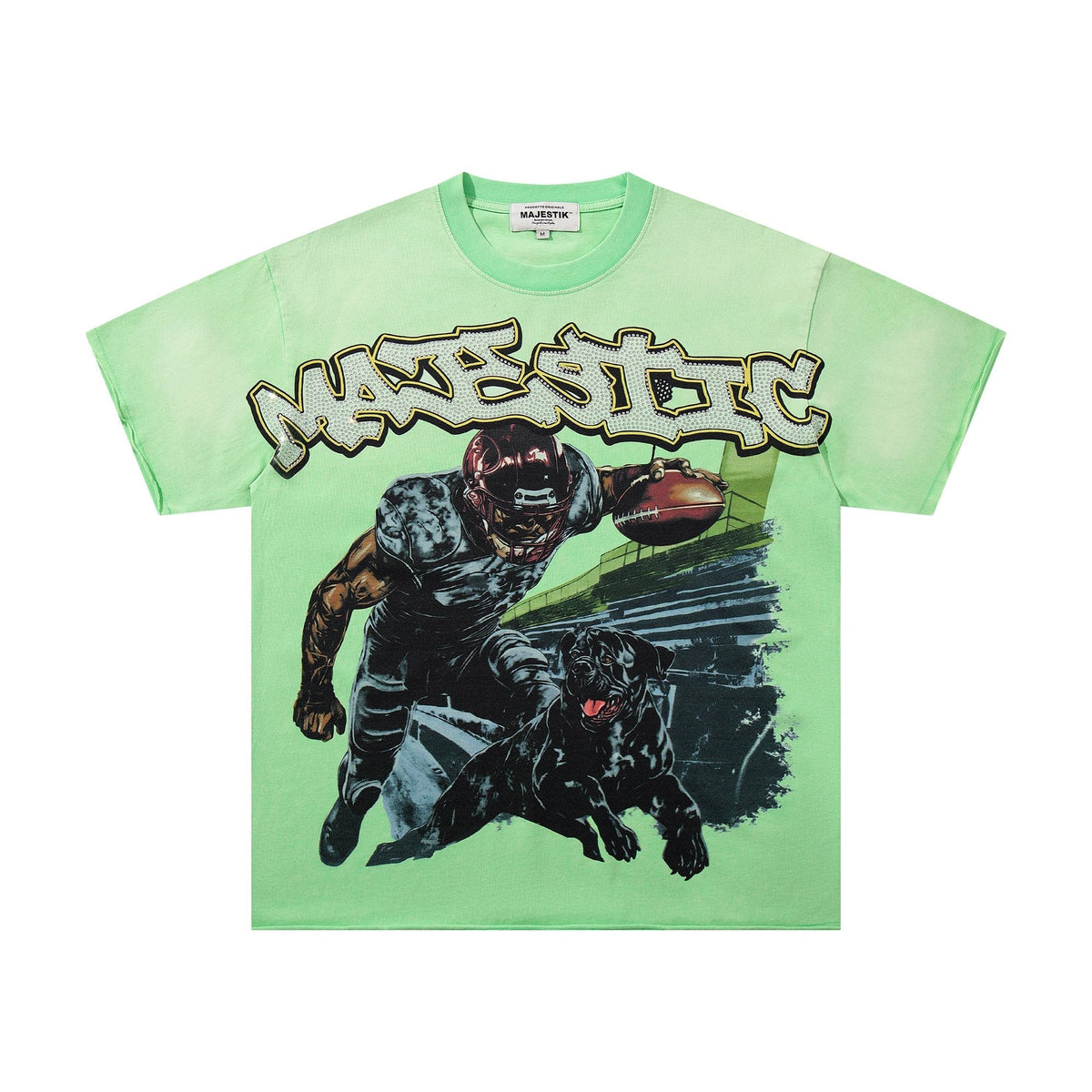 MAJESTIK Mint Green Football Graphic T-Shirt
