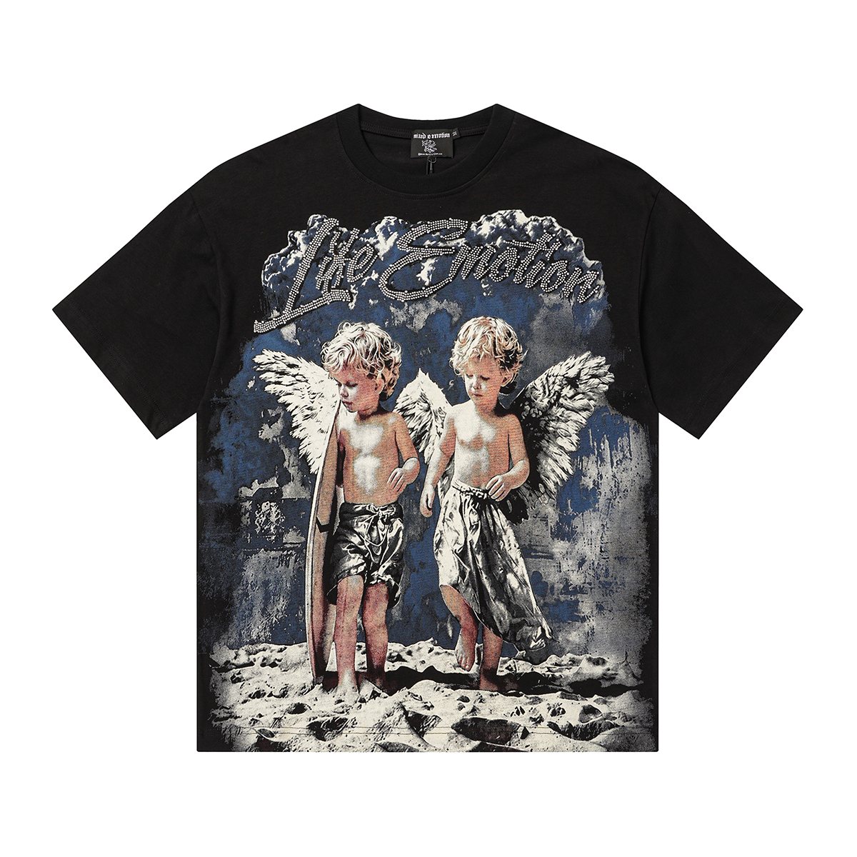 MIXED EMOTION Front Rhinestone Graphic T-Shirt