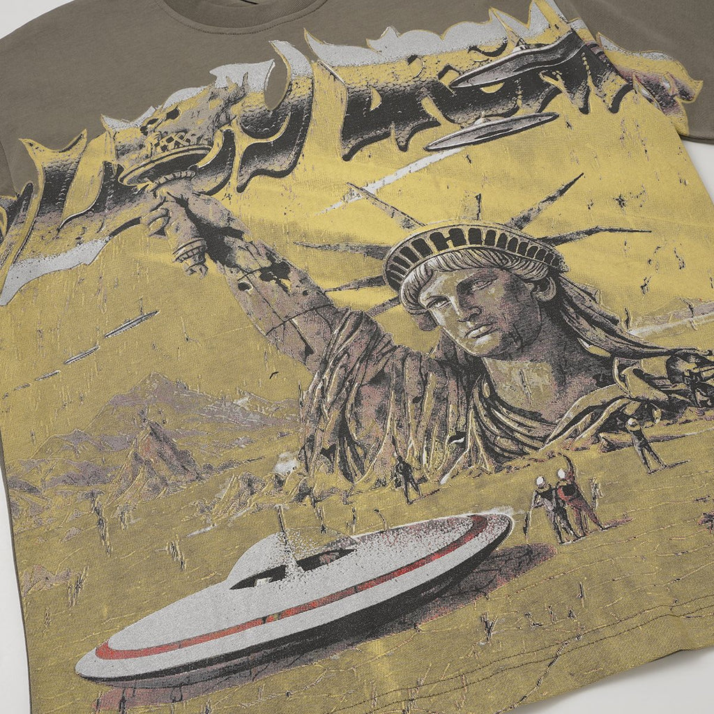 VALLEY Olive Statue of Liberty Graphic Short-Sleeve T-Shirt