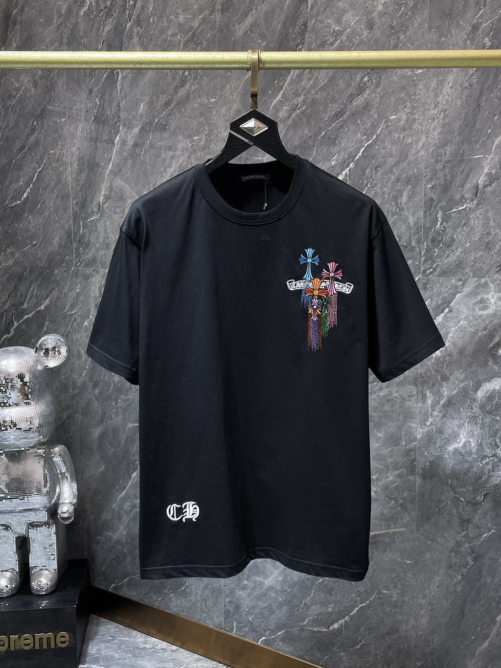 Chrome Hearts Floral Cross Embroidered T-Shirt