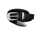 Cracked Texture Black Leather Belt Vintage Metal Buckle Jeans Belt