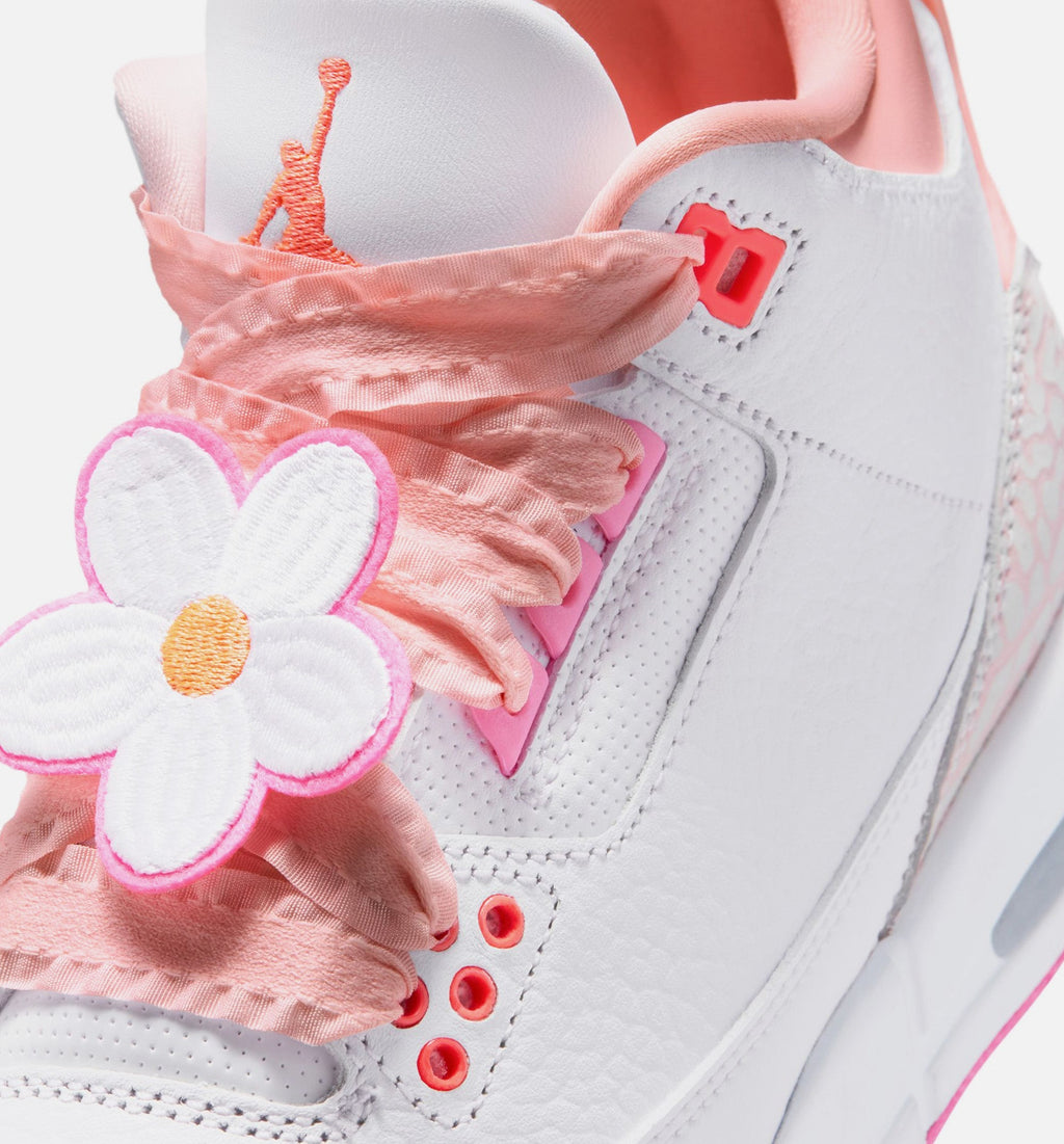 Air Jordan 3 Retro Spring Flowers Grade School Shoes - Pearl Pink Pink Bloom Pink Glow Hyper Orange