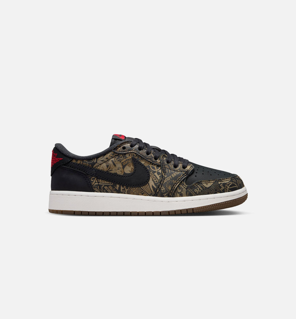 Air Jordan 1 Retro Low OG Laser Grade School Lifestyle Shoe - Black & Varsity Red