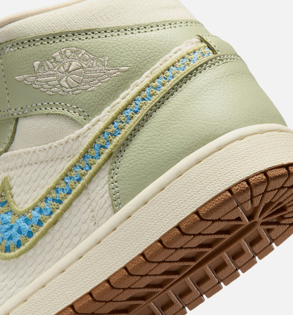 Air Jordan 1 Mid SE Women's Lifestyle Shoes - Olive Aura/Pearl White/Lawn
