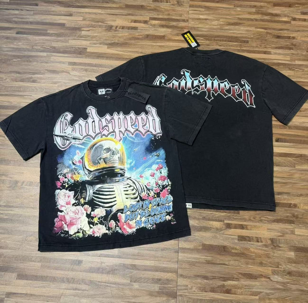 Godspeed Astronaut Floral Graphic T-Shirt