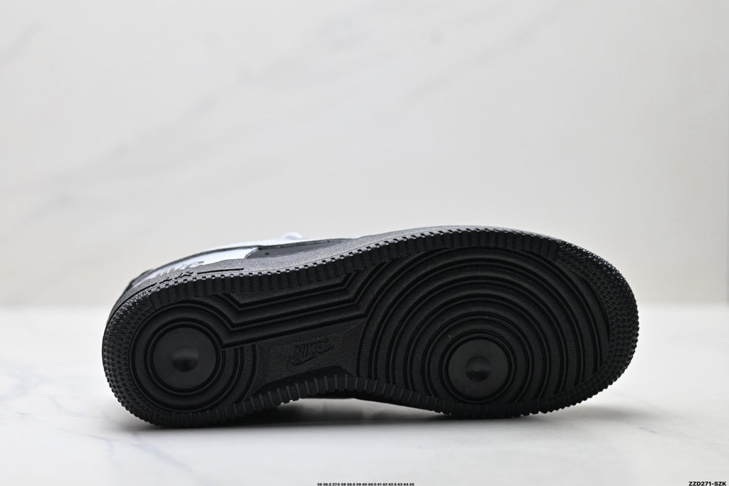 Nike Air Force 1 Low Black Silver Gray Unisex Sneakers Style 03