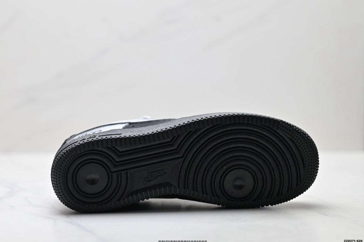 Nike Air Force 1 Low Black Silver Gray Unisex Sneakers Style 03