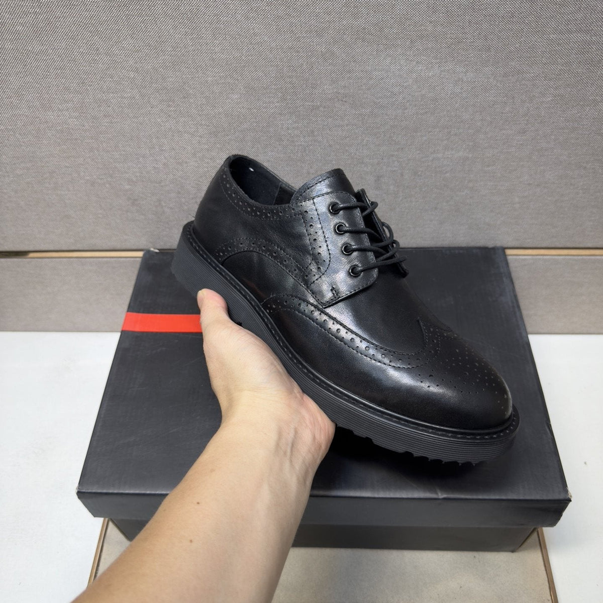 Prada Black Brogue Lace-Up Shoes