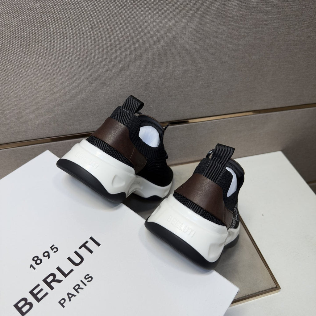 Berluti Black Mesh Lace-Up Sneakers