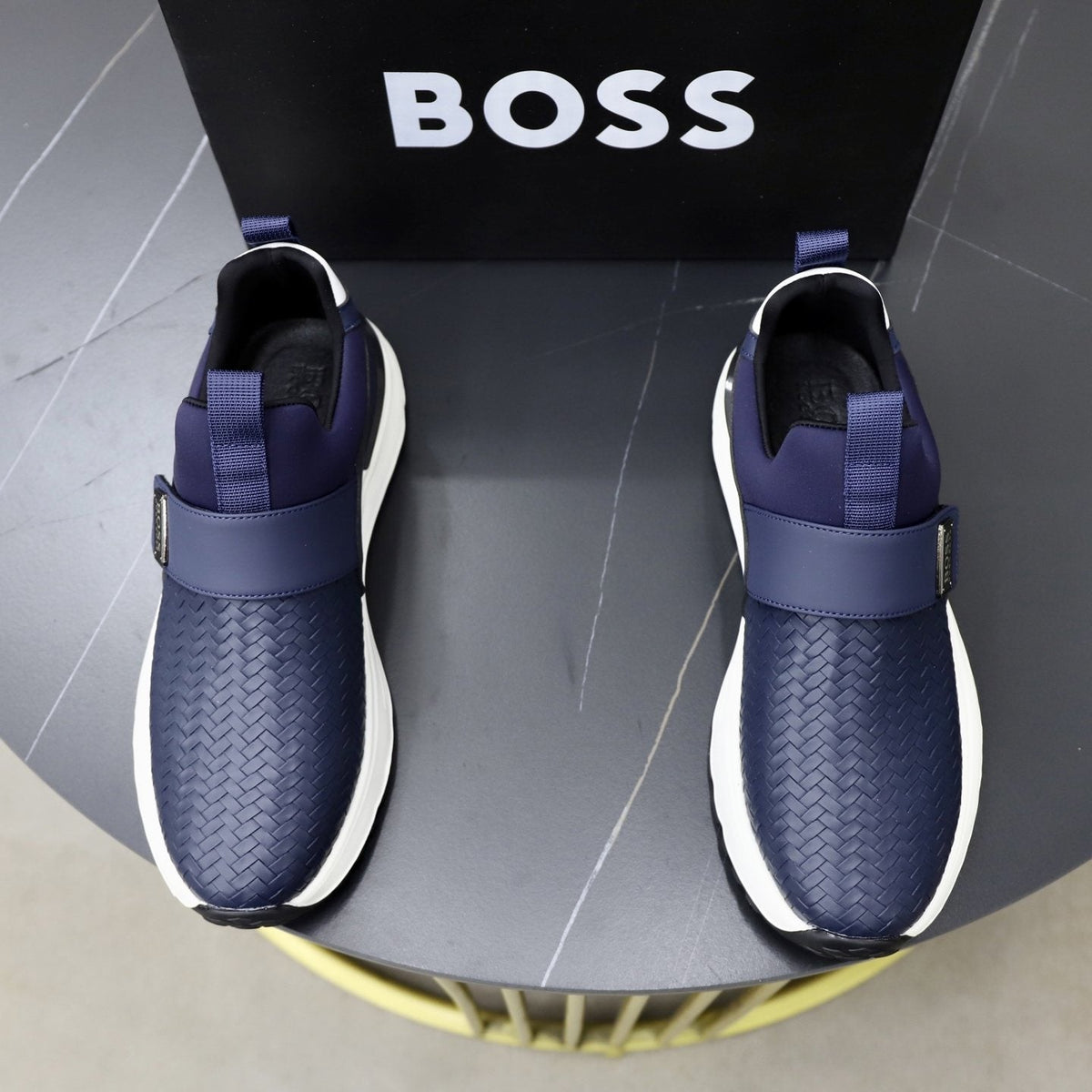 BOSS Navy Textured Slip-On Sneakers - Ridged Outsole