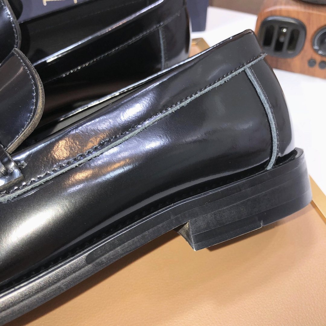 Dior Black Buckle Loafers - Black Polished Finish