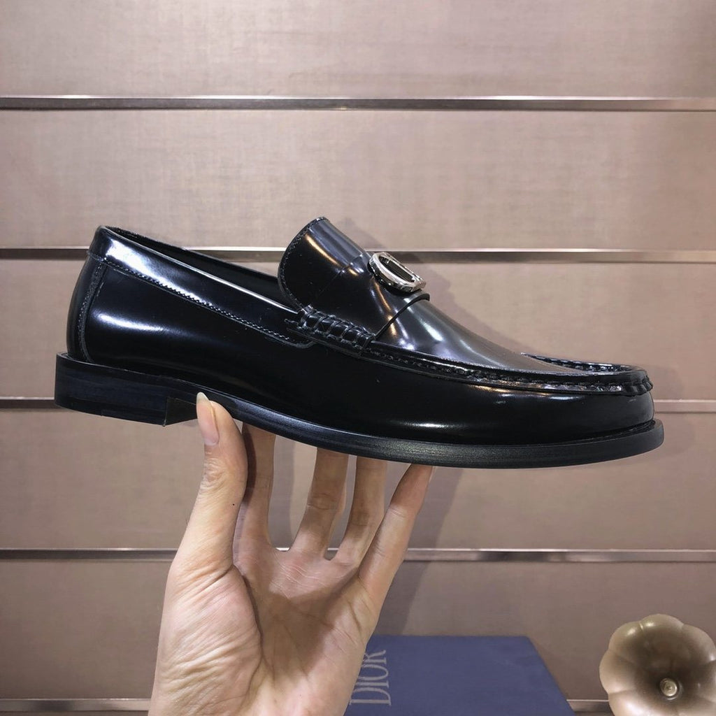 Dior Black Buckle Loafers - Black Polished Finish