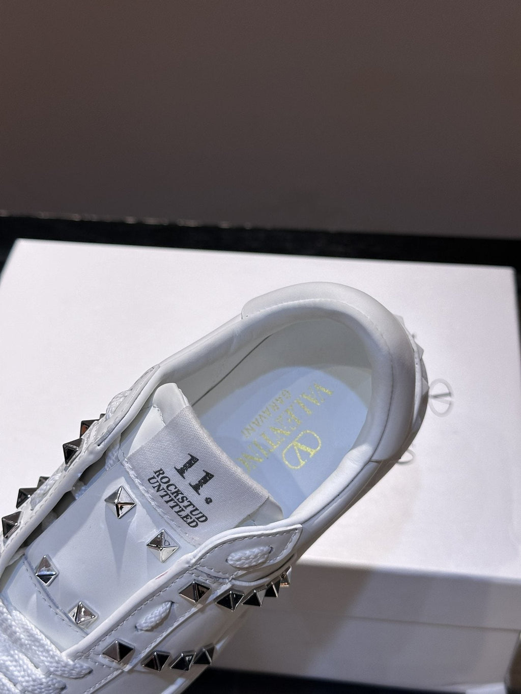 Valentino White Studded Low-Top Sneakers
