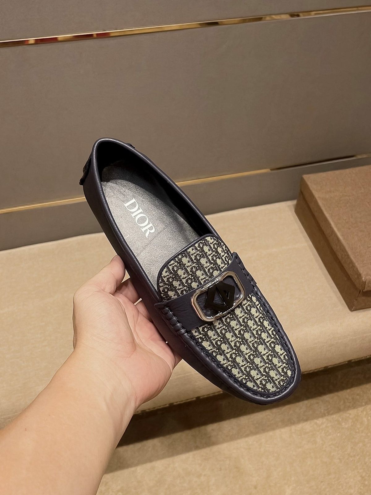 Dior Men's Patterned Vamp Buckle Loafers