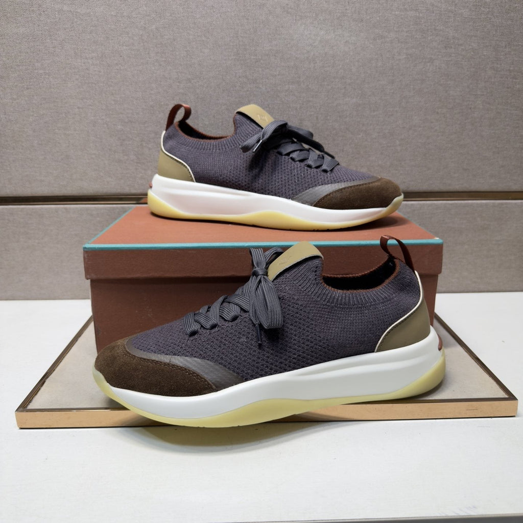 Loro Piana Men's Mixed-Material Low-Top Sneakers