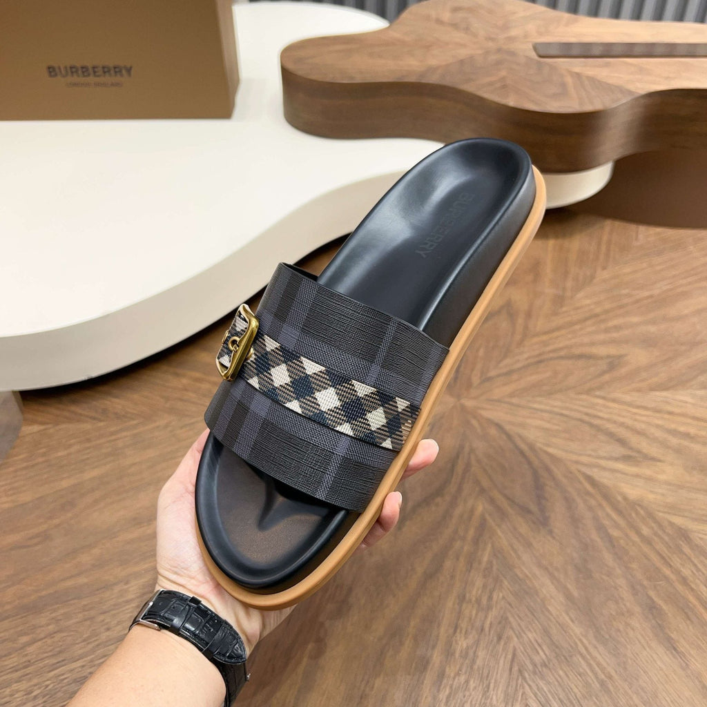 Burberry Check Buckle Slide Sandals