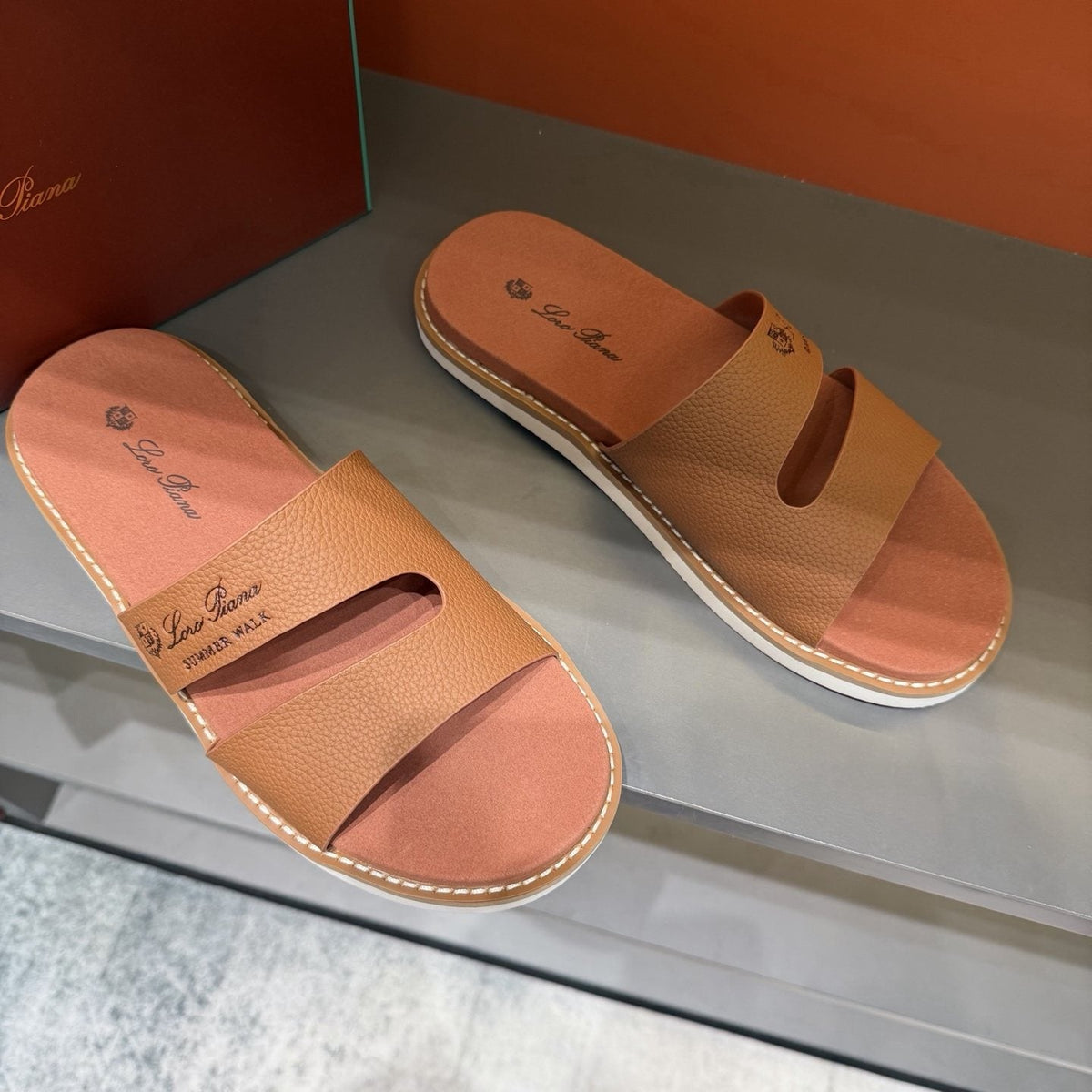 Loro Piana Summer Walk Slotted Slide Sandals