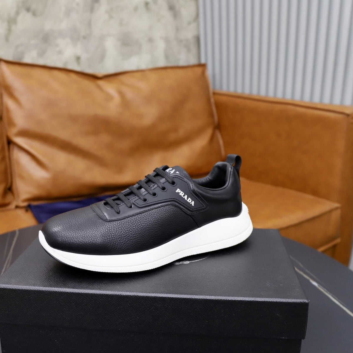 Prada Textured Low-Top Sneakers