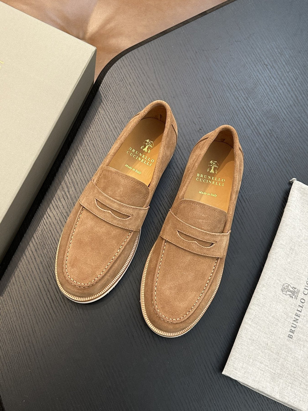 Brunello Cucinelli Suede Penny Loafers