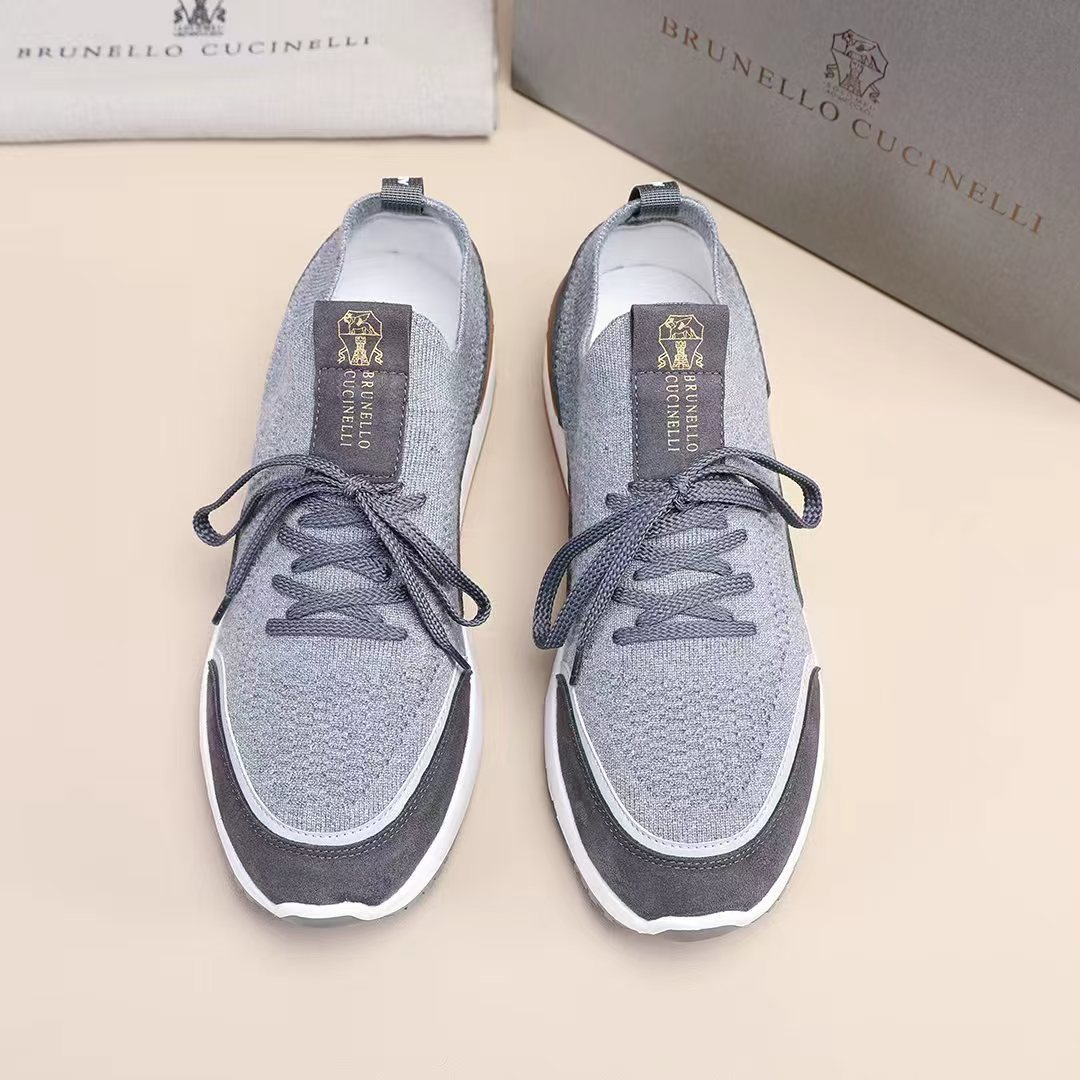 Brunello Cucinelli Knit Lace-Up Sneakers