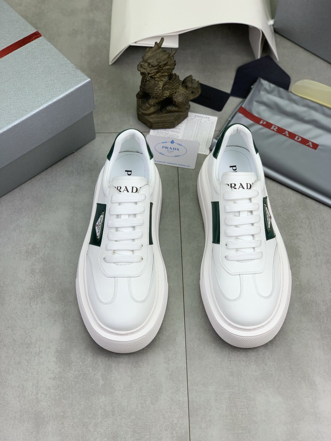 Prada Triangle Panel Low-Top Sneakers