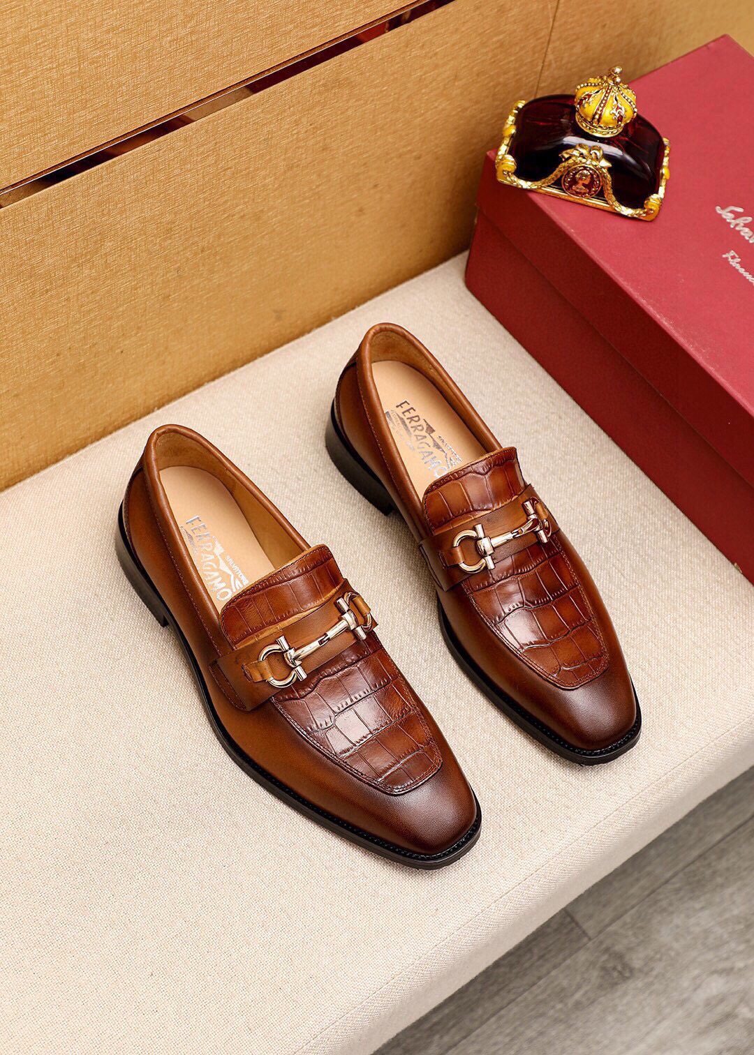 Ferragamo Embossed Bit Loafers