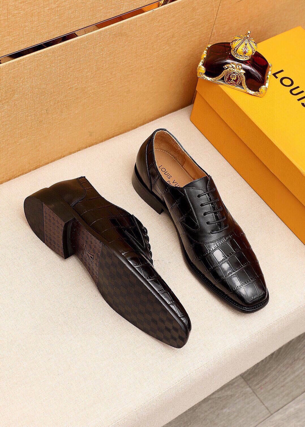 Louis Vuitton Embossed Lace-Up Dress Shoes