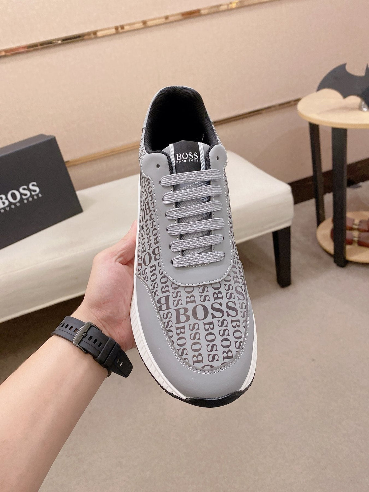 BOSS Men's Textured Low-Top Sneakers