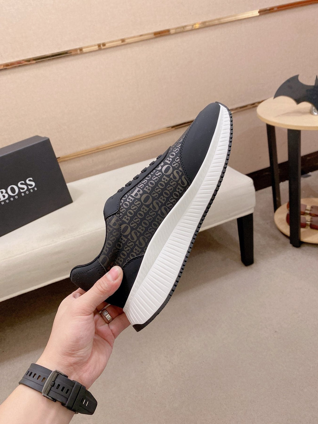 BOSS Men's Textured Low-Top Sneakers